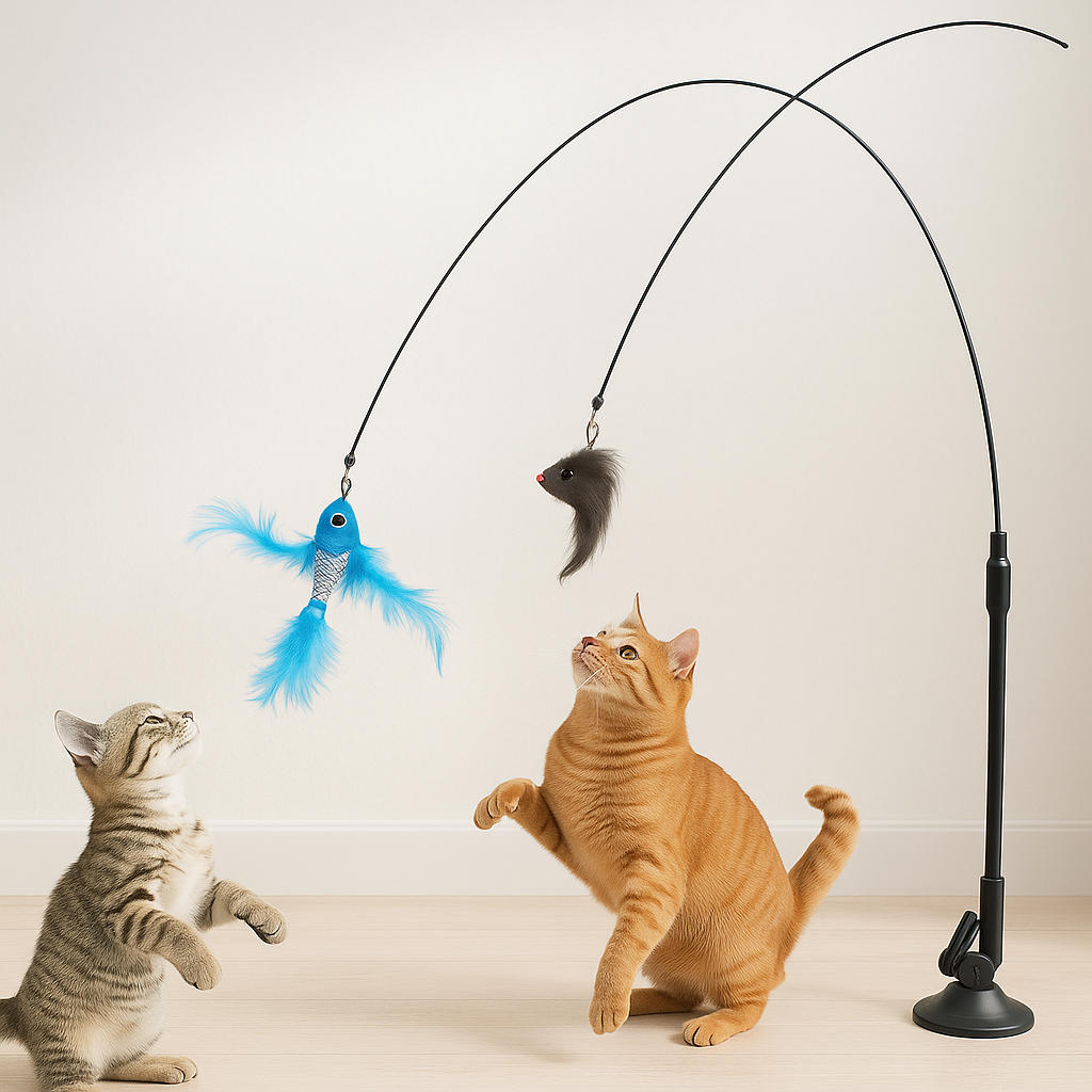 CloudPet™ SkyChase: Interactive Feather Wand with Suction Base for Endless Cat Fun