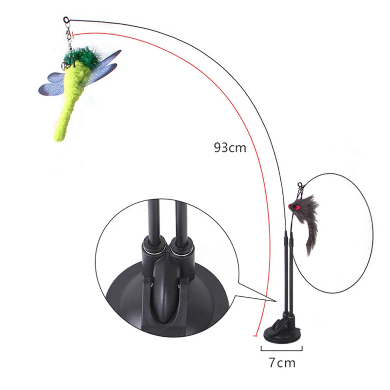CloudPet™ SkyChase: Interactive Feather Wand with Suction Base for Endless Cat Fun
