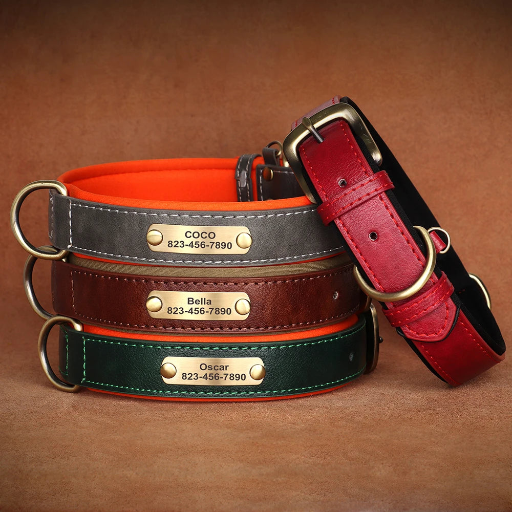CloudPet™ Personalized Leather Pet Collar – Custom Engraved Name & Number Tag