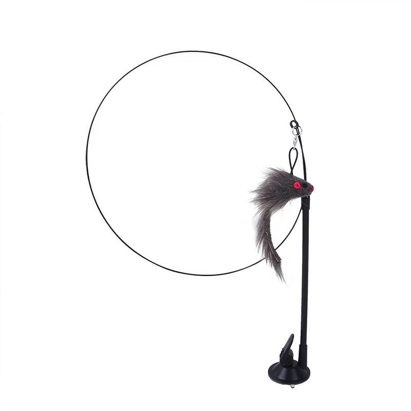 CloudPet™ SkyChase: Interactive Feather Wand with Suction Base for Endless Cat Fun