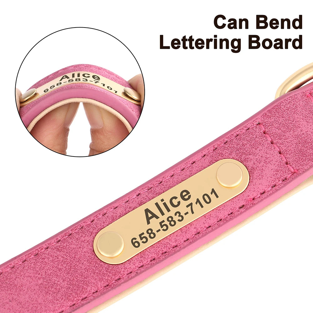 CloudPet™ Personalized Leather Pet Collar – Custom Engraved Name & Number Tag