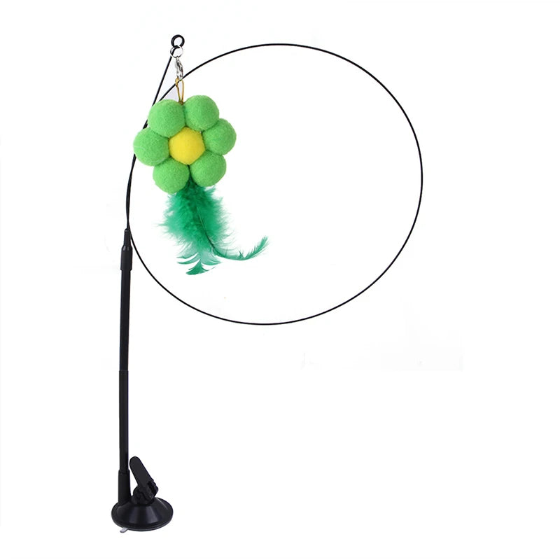 CloudPet™ SkyChase: Interactive Feather Wand with Suction Base for Endless Cat Fun