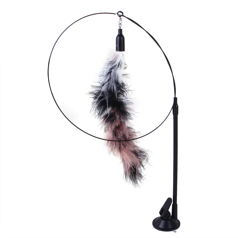 CloudPet™ SkyChase: Interactive Feather Wand with Suction Base for Endless Cat Fun