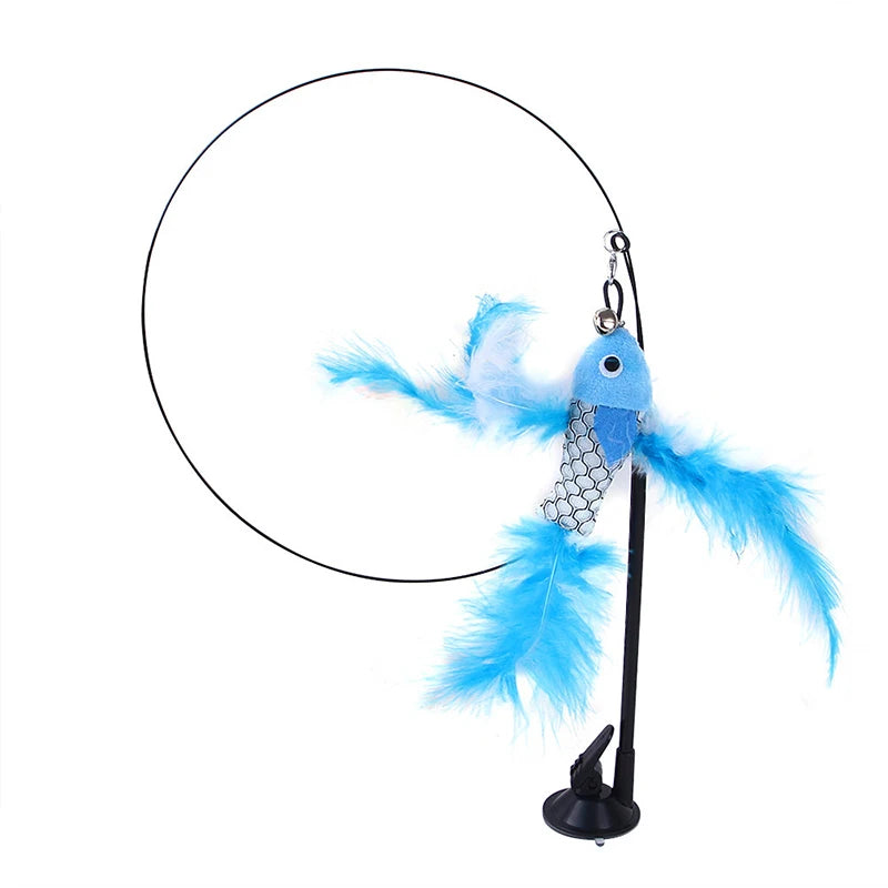 CloudPet™ SkyChase: Interactive Feather Wand with Suction Base for Endless Cat Fun