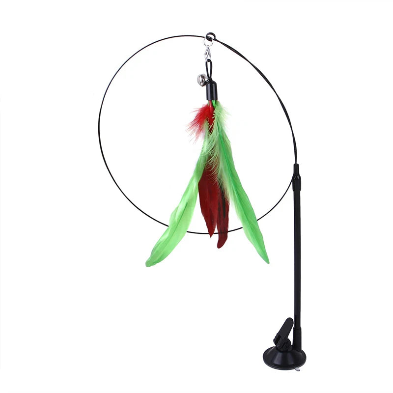 CloudPet™ SkyChase: Interactive Feather Wand with Suction Base for Endless Cat Fun