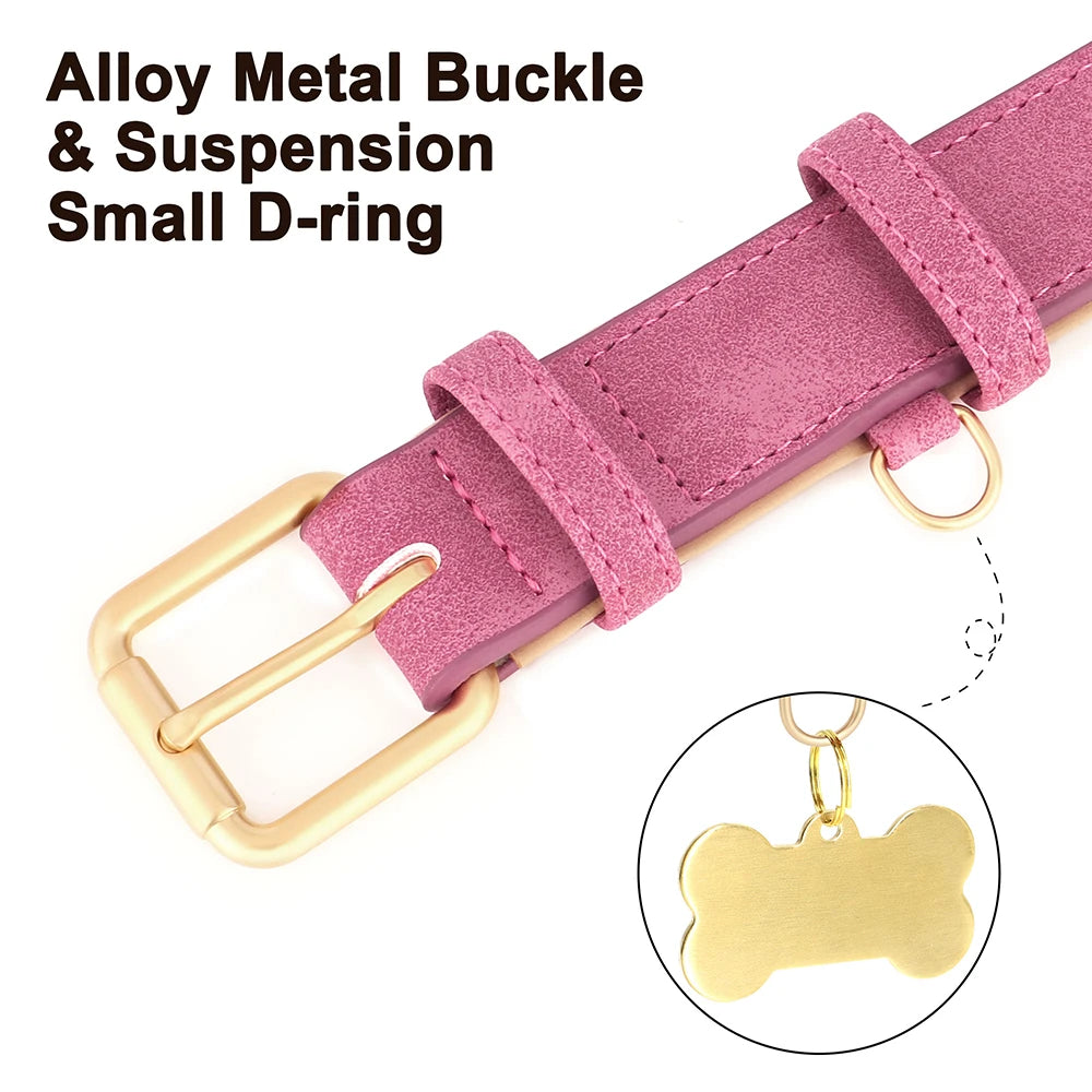 CloudPet™ Personalized Leather Pet Collar – Custom Engraved Name & Number Tag
