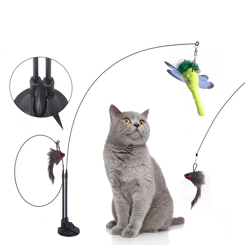 CloudPet™ SkyChase: Interactive Feather Wand with Suction Base for Endless Cat Fun