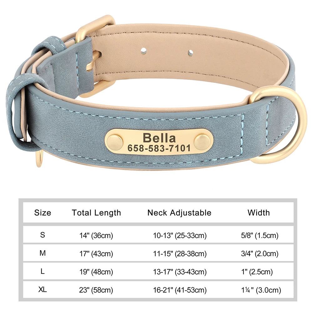 CloudPet™ Personalized Leather Pet Collar – Custom Engraved Name & Number Tag