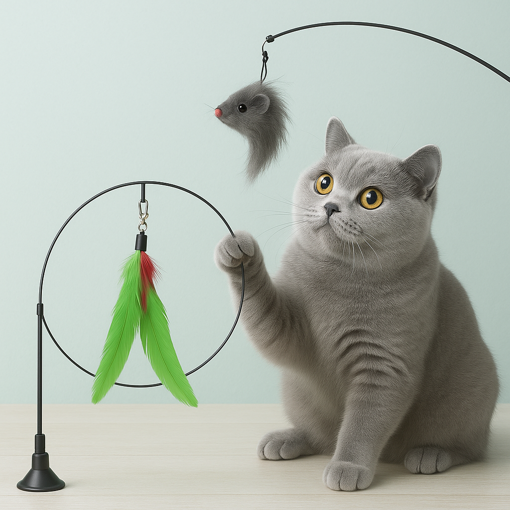 CloudPet™ SkyChase: Interactive Feather Wand with Suction Base for Endless Cat Fun