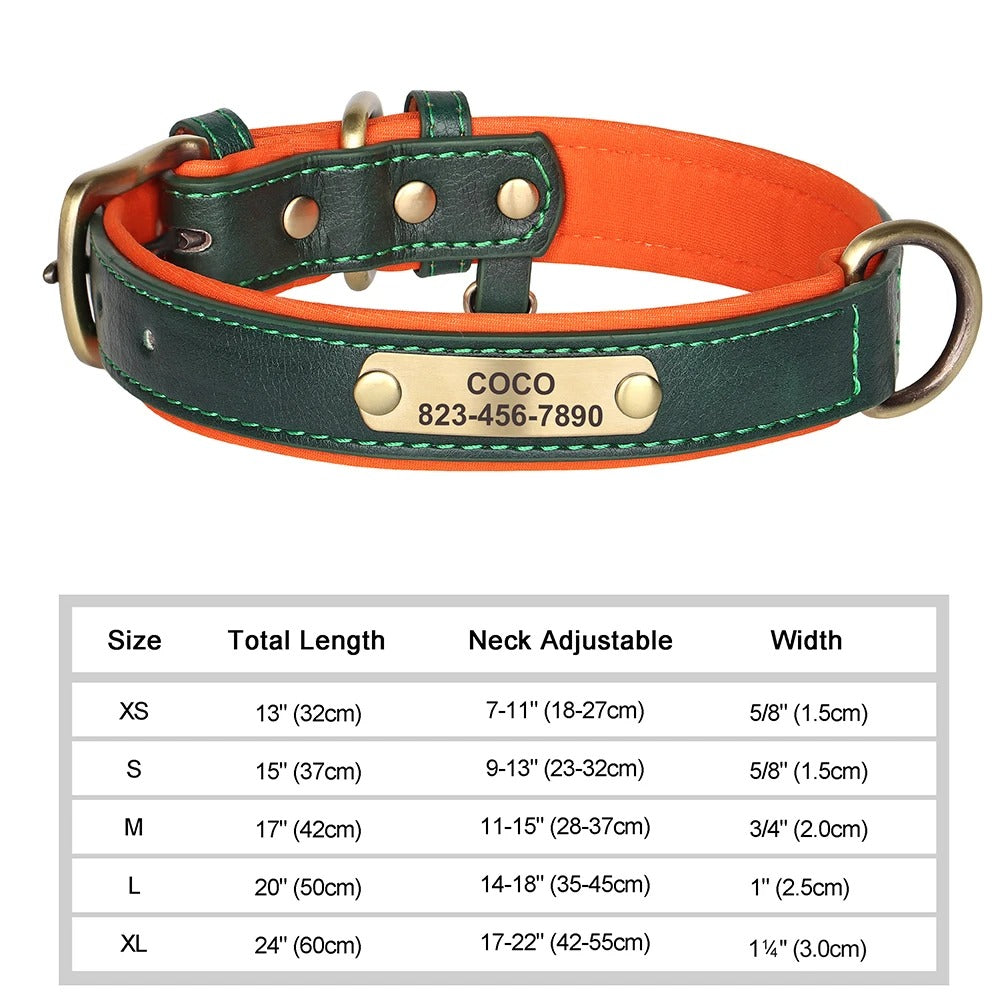 CloudPet™ Personalized Leather Pet Collar – Custom Engraved Name & Number Tag