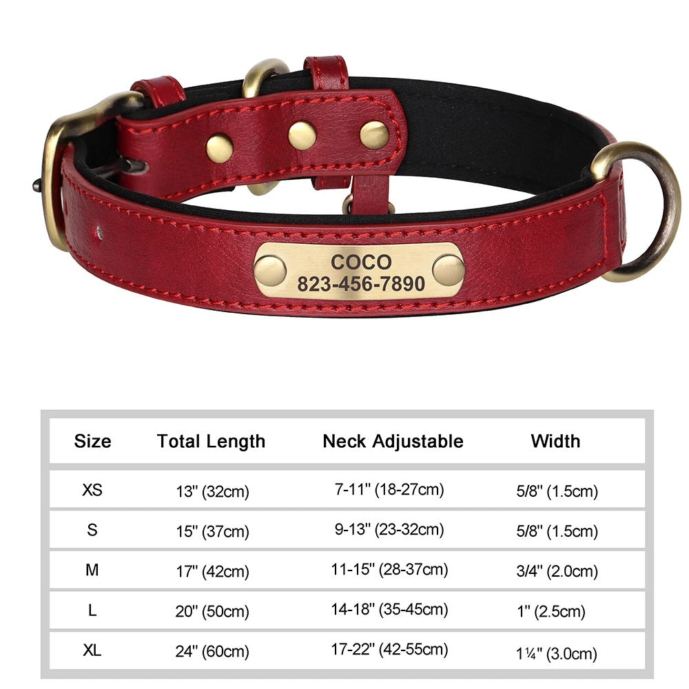 CloudPet™ Personalized Leather Pet Collar – Custom Engraved Name & Number Tag