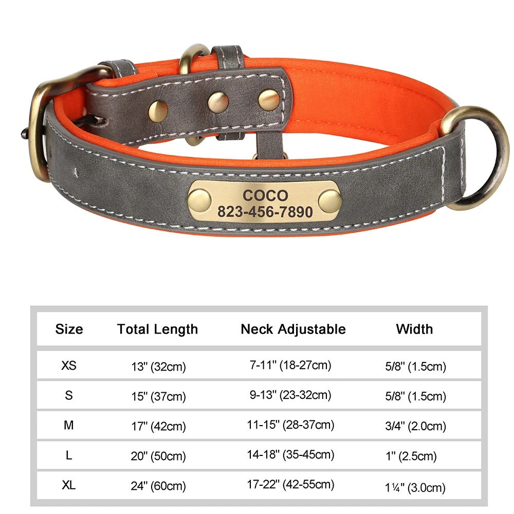 CloudPet™ Personalized Leather Pet Collar – Custom Engraved Name & Number Tag
