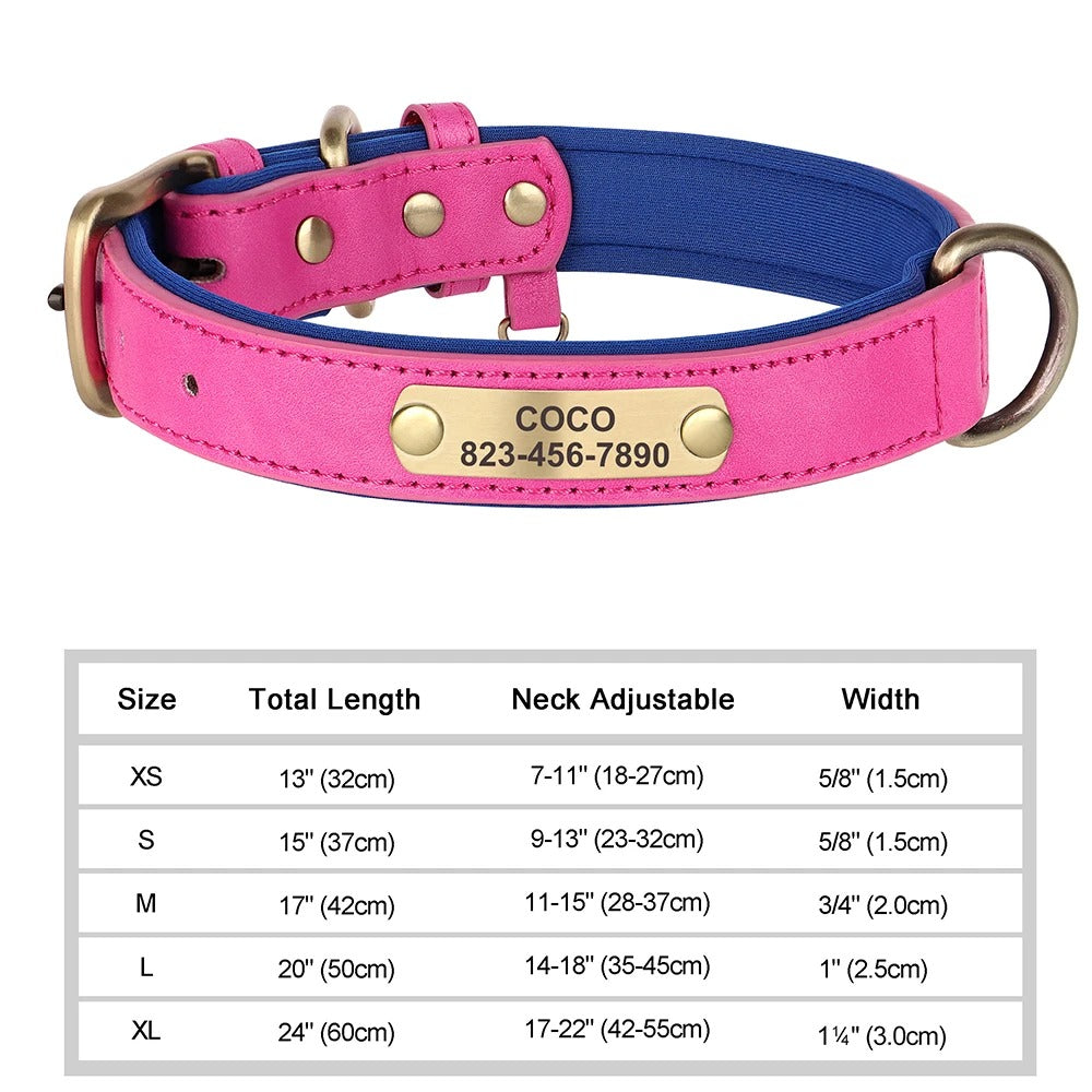 CloudPet™ Personalized Leather Pet Collar – Custom Engraved Name & Number Tag
