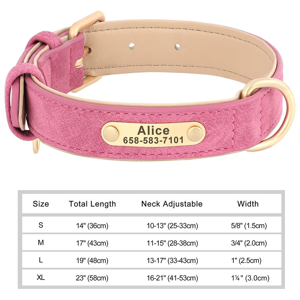 CloudPet™ Personalized Leather Pet Collar – Custom Engraved Name & Number Tag