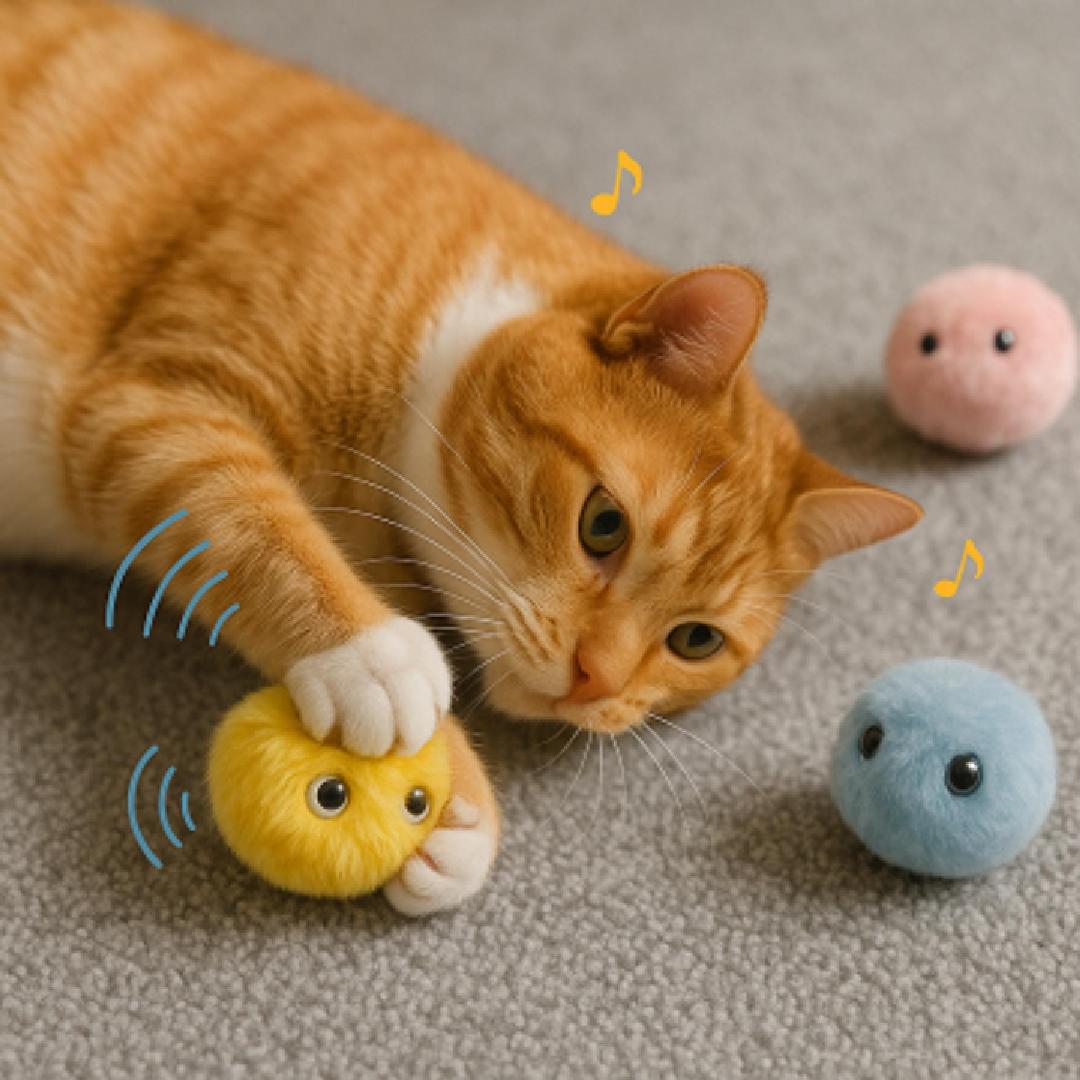 CloudPuff™ - Smart Squeaky Ball for Curious Cats